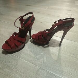 Yves Saint Laurent Burgundy Strappy Heels